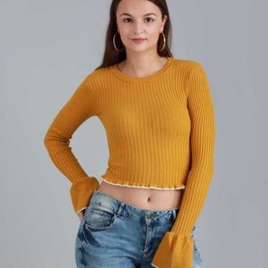 Mustard Bell Sleeve Sweater